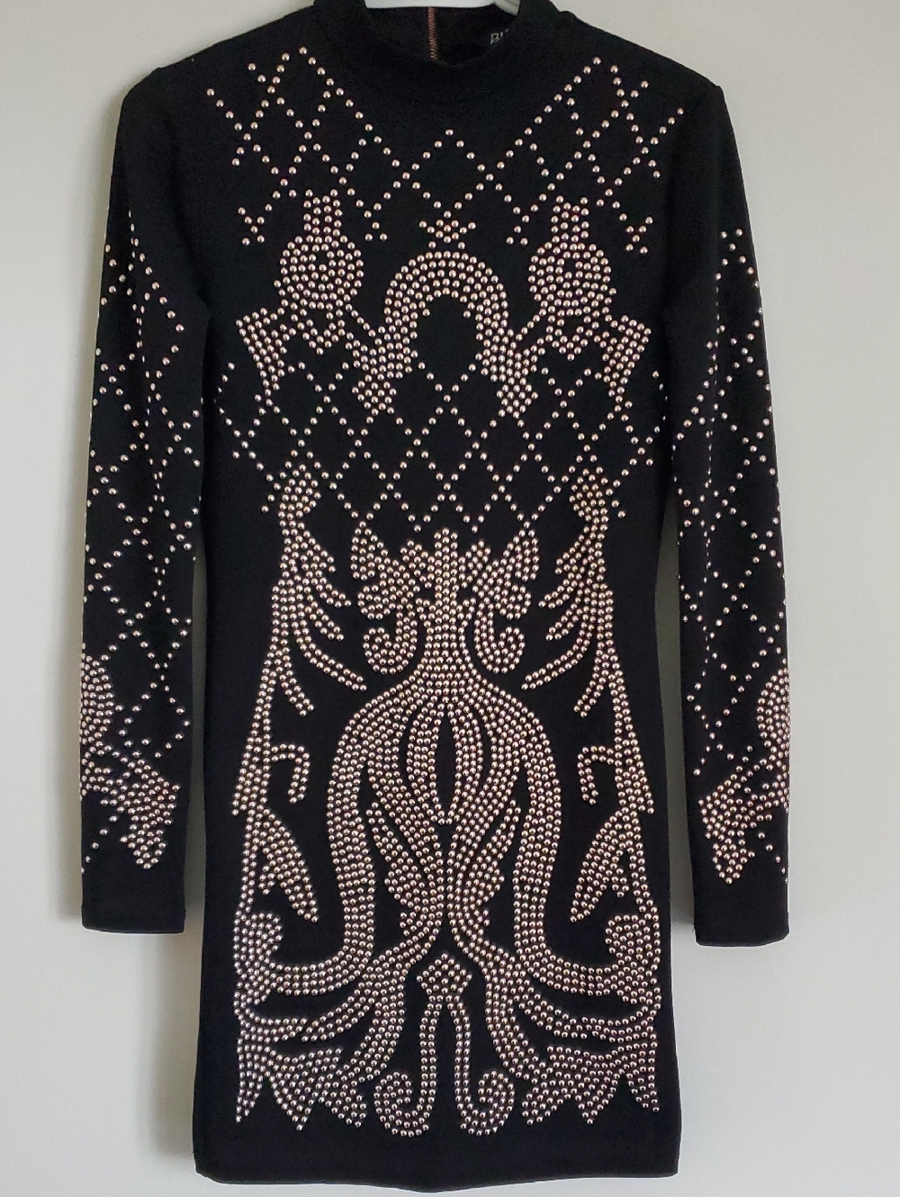 Black Studded Bodycon Mini Dress
